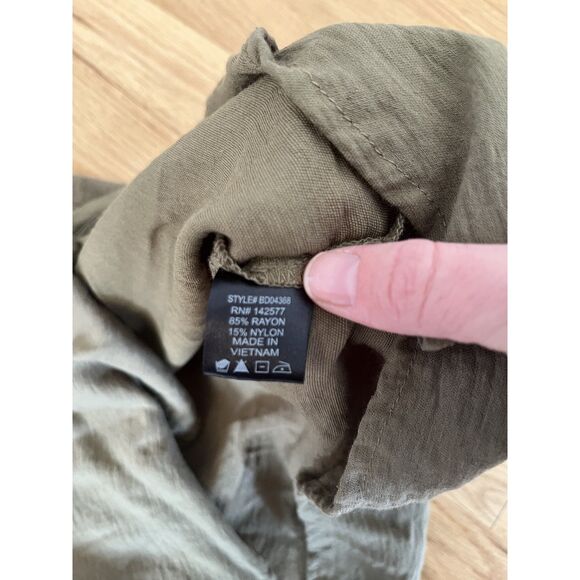Blashe Tie Front Button Down Olive Dress Small - Picture 5 of 8